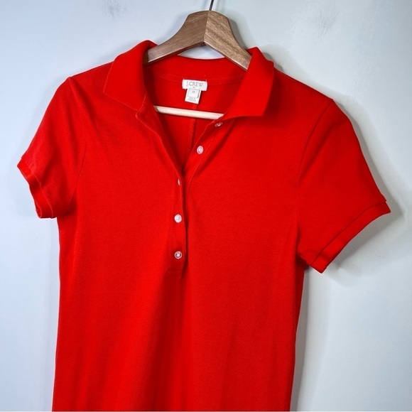 J Crew Factory Womens Size XS Short Sleeve Polo Shirt Dress Orange Red Preppy - Picture 3 of 8
